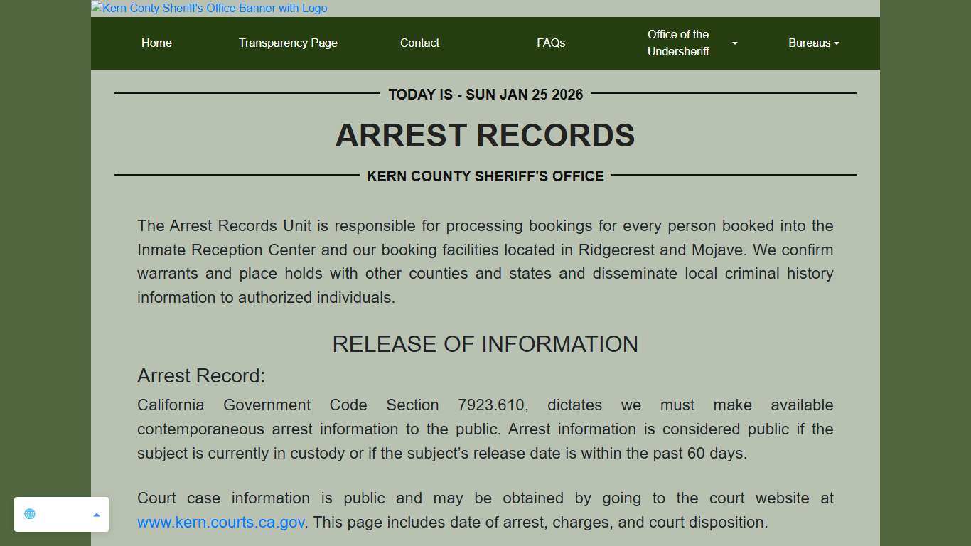 Arrest Records KCSO
